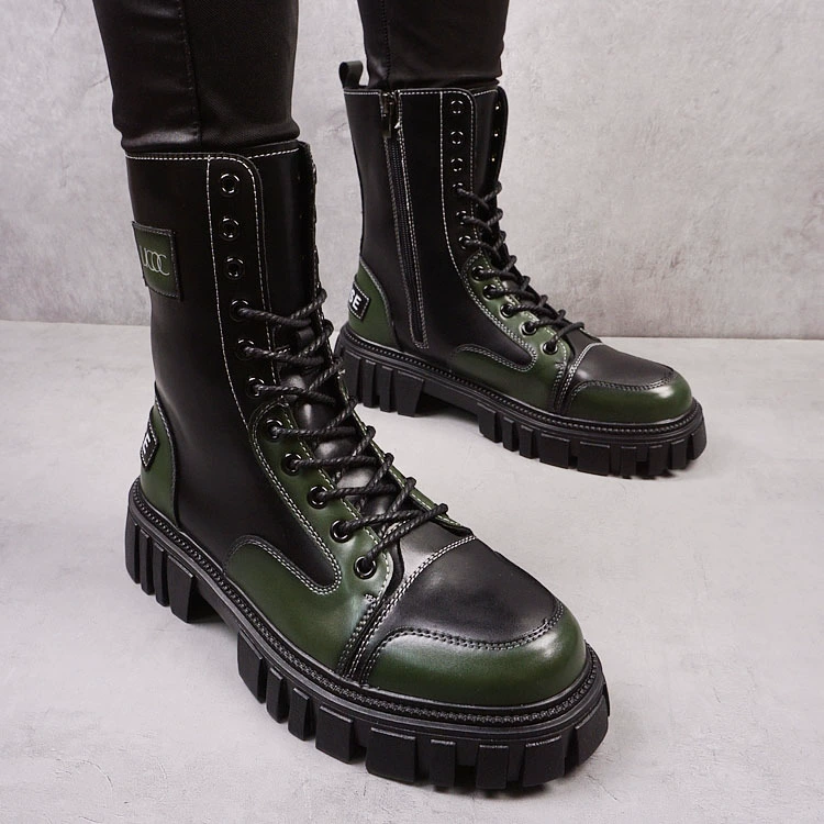 Зима в наличии с круглым носком из черной ткани, высокие повседневные износостойкие автомобильные туфли на липучке, мужские Ботинки Martin, высокие туфли с круглым носком