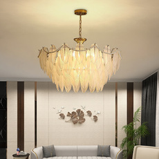 金色客厅玻璃吊灯卧室玻璃吊灯羽毛玻璃圆环灯具椭圆餐厅玻璃吊灯