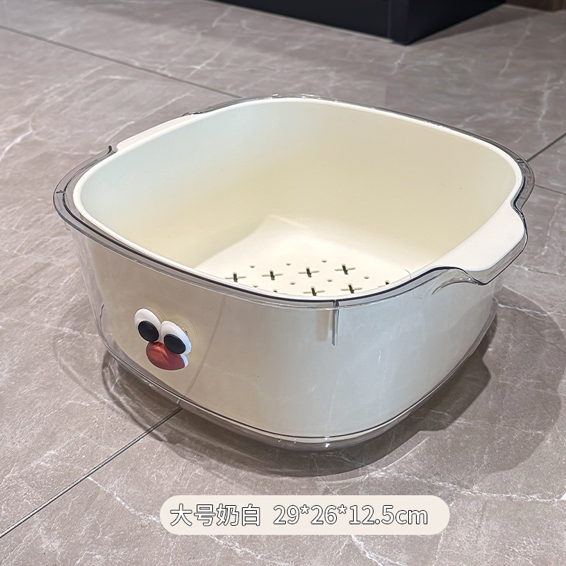 排水バスケット家庭用二層かわいいフルーツバスケット洗浄水フィルターバスケットプラスチック増粘フルーツトレイ野菜洗濯バスケット|undefined