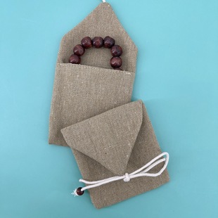 Flip flax bag jute snap button flip wholesale packaging hand chain storage packaging bag can add LOGO