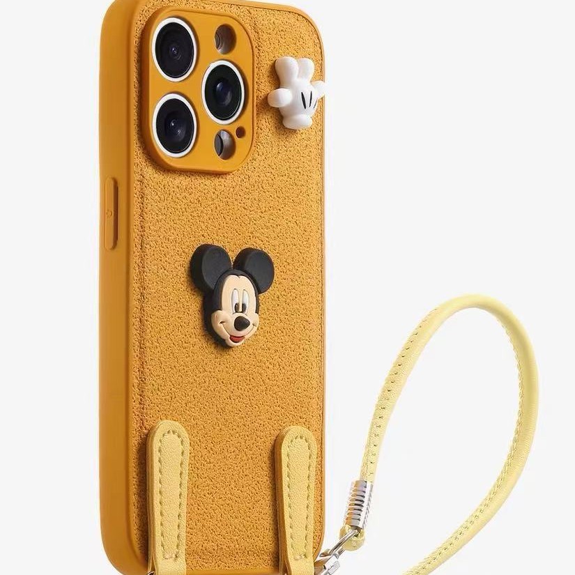 Cordón de Mickey con patrón de hoyos de luna simple para iPhone16ProMax Apple 15 funda para teléfono móvil 14 diagonal 13 hombres y mujeres