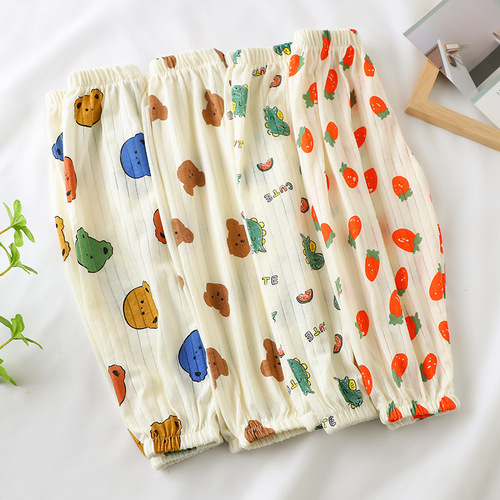 Summer new children's cotton mosquito-proof pants for boys, girls and babies, thin loose bloomers, one piece on behalf of children.