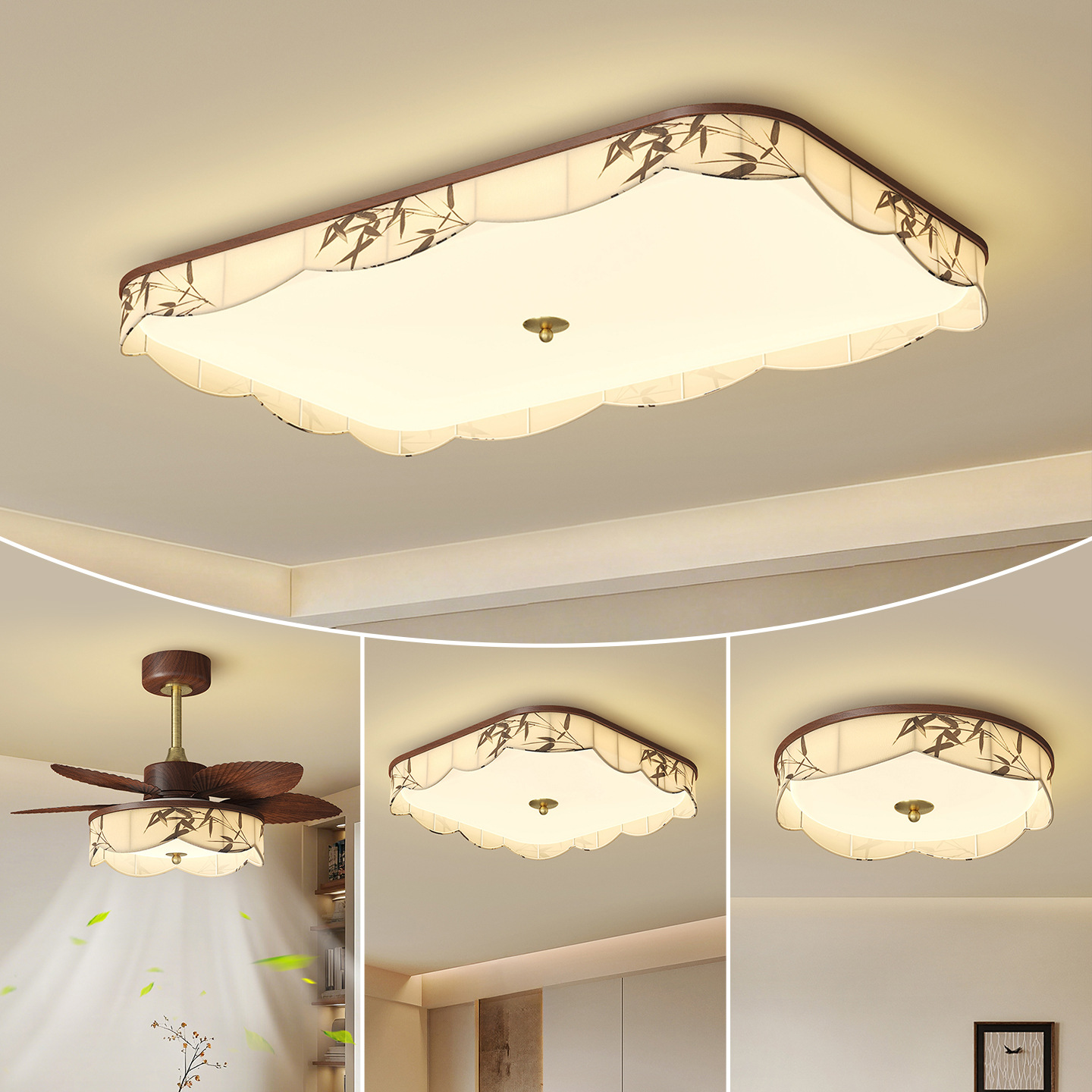 Song's Aesthetic Ceiling Light for Living Room and Bedroom: Zen-inspired, New Chinese Style, Vintage Style, Solid Wood, Fabric, Eye-Friendly, Warm and Cozy Lighting Fixture