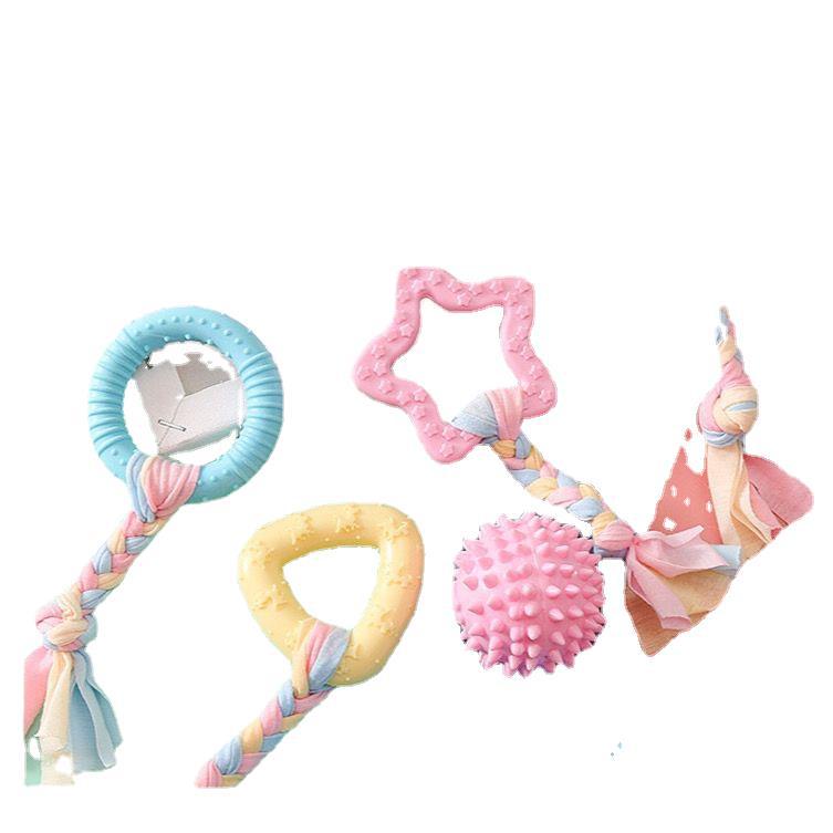 (2개) 애완 동물 개 장난감 그라인딩 스틱 물린 방지 작은 개 강아지 용품 뼈 스틱 물린 고무 공 개 세트