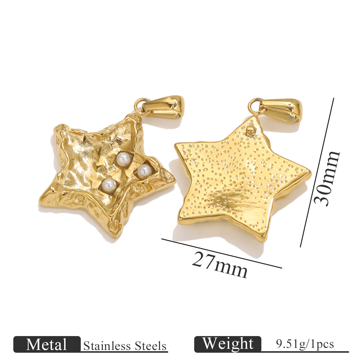 Europa y los Estados Unidos acero inoxidable pentagonal en forma de corazón colgante de perlas DIY accesorios accesorios al por mayor