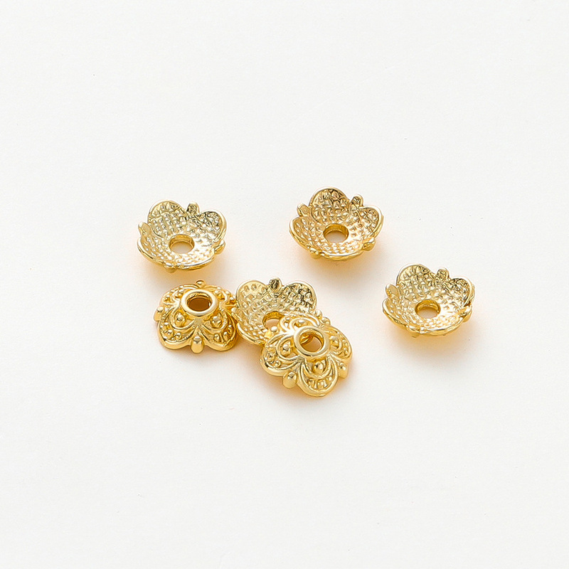 7mm Four-leaf Clover Hollow Torus 14K Pure Copper Electroplated Color-preserving True Gold diy Bracelet Beaded Spacer Accessories Beaded Torus