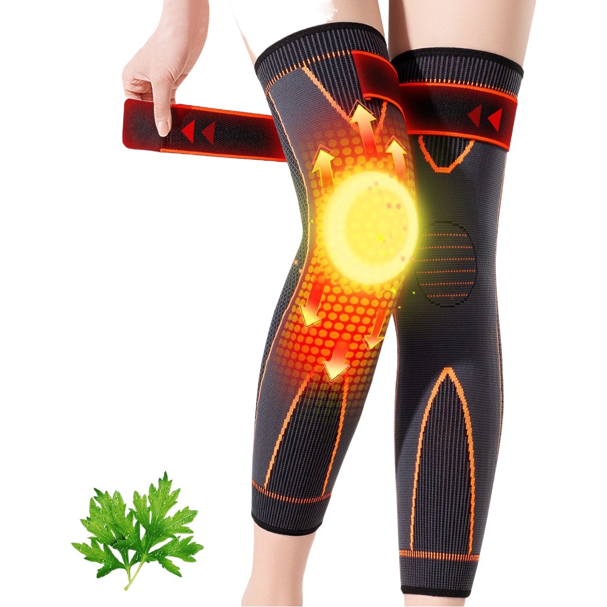 Nuevo ajenjo alargado de nylon de imitación hombres y mujeres de edad pierna fría antideslizante correa de presión almohadilla de la rodilla antideslizante cubierta de la almohadilla de la rodilla caliente