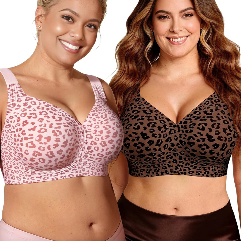 Cross-Border Plus-Size Amazon Tk Hot-Selling Full-Coverage Leopard Print Seamless Push-Up Soft Support Bra Cross-Border Plus-Size Amazon Tk Hot-Selling Full-Coverage Leopard Print Seamless Push-Up Soft Support Bra