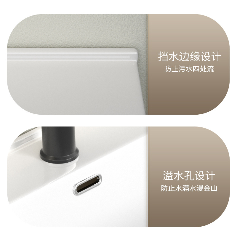 Lavabo de Cerámica para Encimera con Esquinas Redondeadas, Lavabo de Cerámica Integrado, Lavabo para Baño, Lavabo Central de Cerámica, Lavamanos, Venta Directa de Fábrica