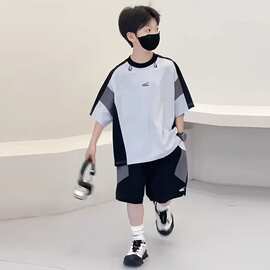 O4B男童夏装速干套装2026中大童新款儿童男孩短袖运动夏季冰丝两