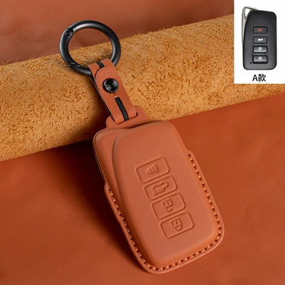 Suitable for first layer cowhide Lexus key case es200260 ES300 nx200 lx570 bag genuine leather (Car key bag) - type-a-orange-4-keys