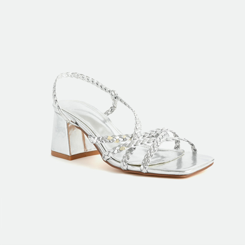 Cross-Border European and American Amazon Export New Women's High-Heeled Sandals Anklet Custom-Made One-Strap High-Heeled Thick-Heeled Sandals