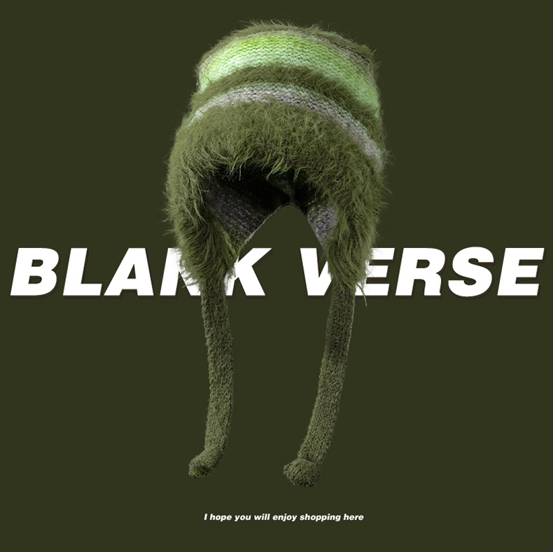 Cappello di lana lavorato a maglia con lacci, protezione per le orecchie, autunno e inverno, colore sfumato, a righe, caldo, in peluche, da donna_voghion.com