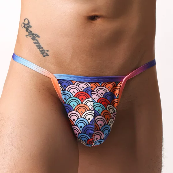 Foreign Trade Men's Low-Waist Underwear, Sexy Striped Breathable Mesh Ultra-Elastic Ultra-Soft Briefs E113