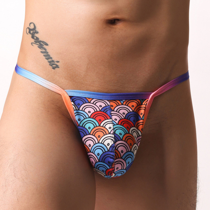 Foreign Trade Men's Low-Waist Underwear, Sexy Striped Breathable Mesh Ultra-Elastic Ultra-Soft Briefs E113