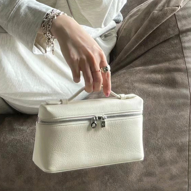Xiaozhong high quality Leather Lunch Box Bag Top Layer Cowhide Box Bag Hand-held Handbag Shoulder Crossbody Leather Women's Bag