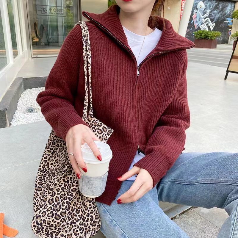 针织开衫毛衣外套女洋气宽松休闲百搭外穿上衣潮秋冬新款时尚韩版|undefined
