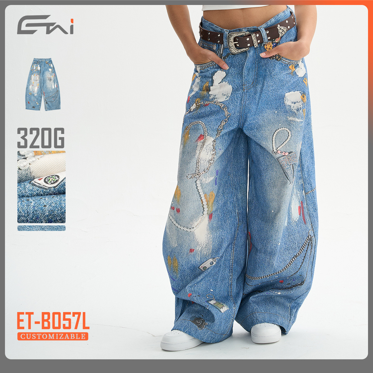 ETAI Hombre| Tendencia de alta calidad impresa en 3D jeans sueltos pesados de alta calidad jeans machetes para hombres