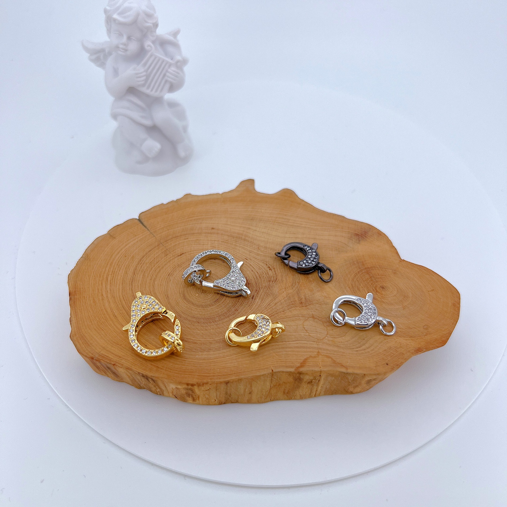 4g Weight Lobster Clasp Jewelry Making Type 1 Piece 15*27MM Copper Zircon Geometric Lobster Clasp Jewelry Accessories