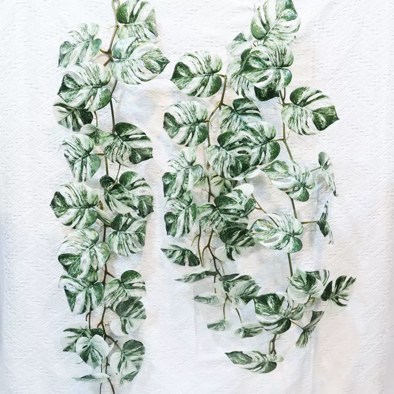 仿真花藤条龟背叶塑料花跨境货源家居藤曼装饰酒店餐厅吊顶藤条