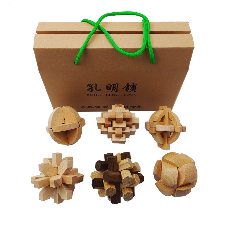 Juguetes educativos para niños Luban Lock Kong Ming Lock en caja de cinco piezas de inteligencia de nueve cadenas juguetes clásicos traje al por mayor