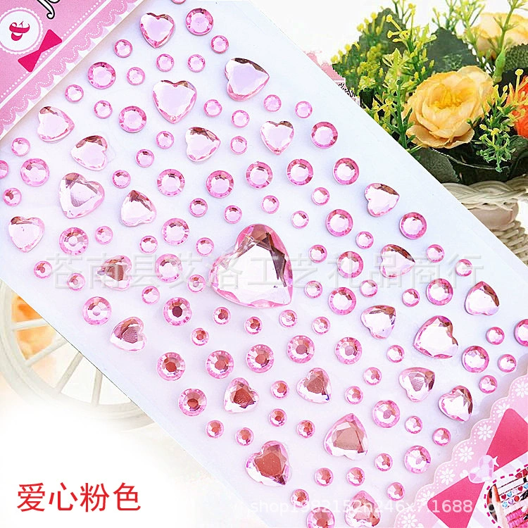 Crystal Patch Acrylic Gem Stickers, Plum Blossom & Heart Designs, 18 × 8.5 cm