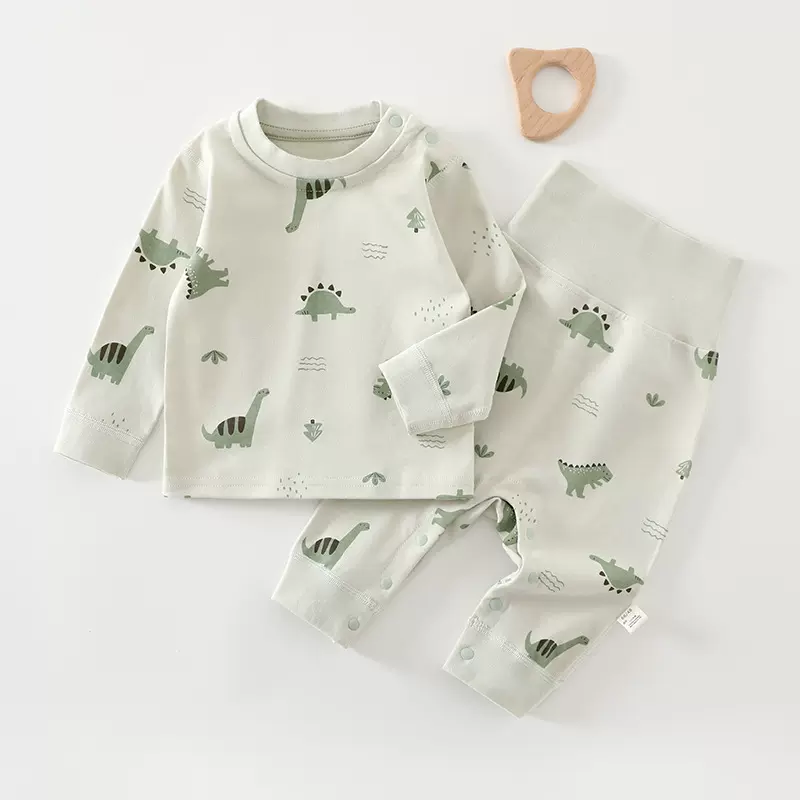 婴儿秋衣套装全棉高腰护肚秋裤男女宝宝长袖分体睡衣纯棉儿童套装