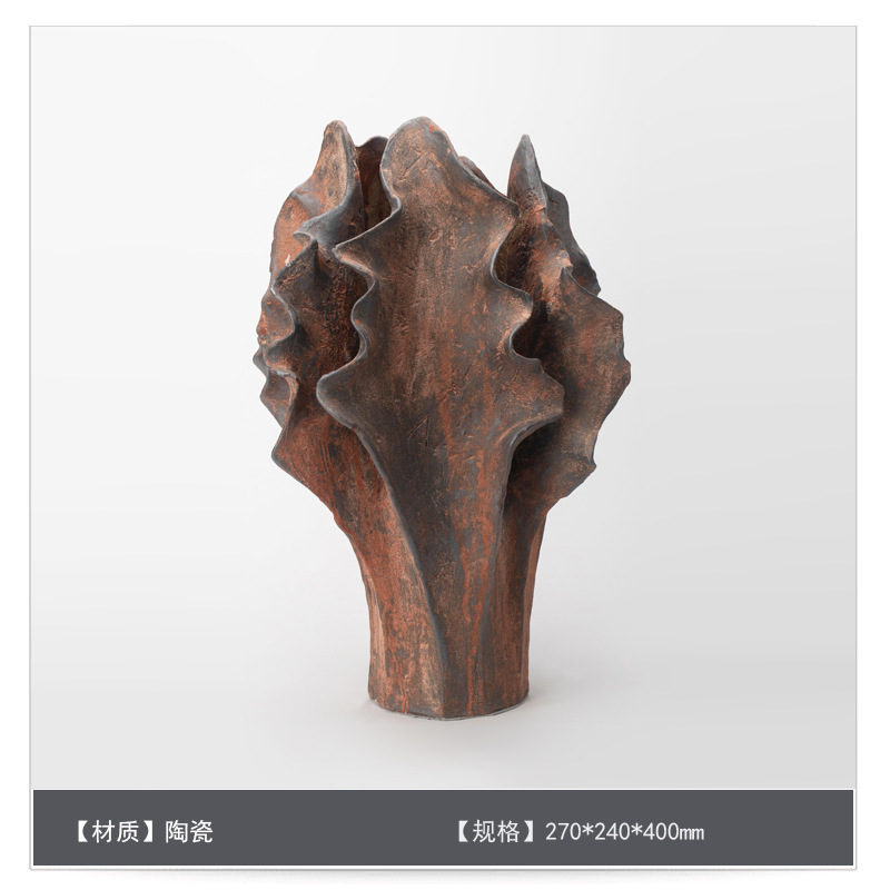 侘寂中古风星点陶瓷花瓶高级感桌面家居软装插花器复古装饰品摆件|undefined