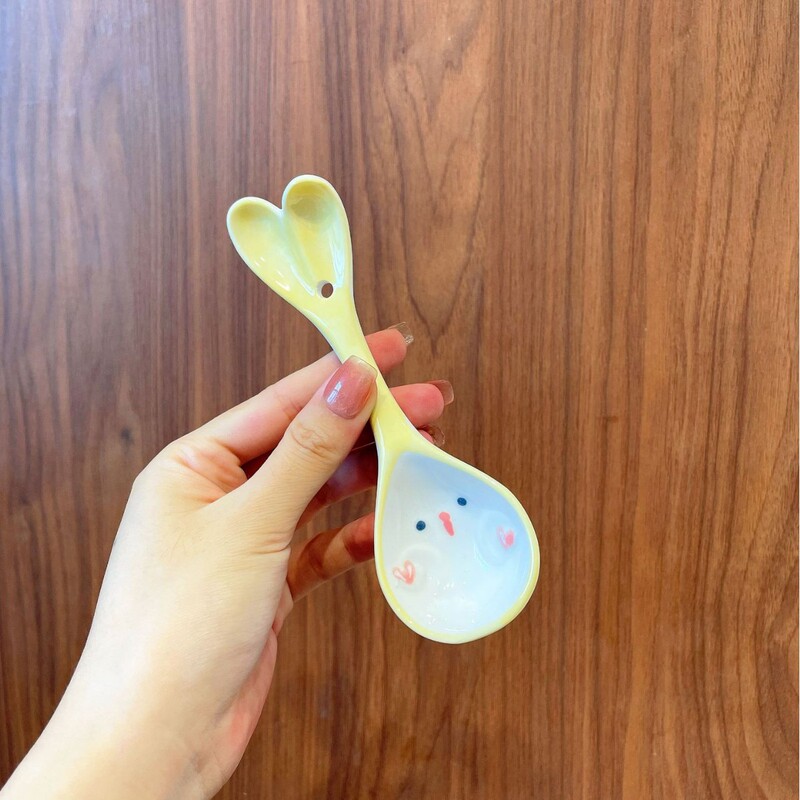 Ins风少女心かわいいセラミックスプーン家庭用赤ちゃんお食事スプーン高颜値デザートスプーンヨーグルトオート麦スプーン|undefined