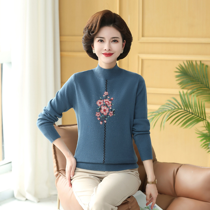 D7199 1540K ÁO LEN NỮ TONTDI ÁO LEN MÙA XUÂN THU ĐÔNG TRUNG NIÊN HỌA TIẾT HOA THỜI TRANG NỮ G04 SẢN PHẨM MỚI