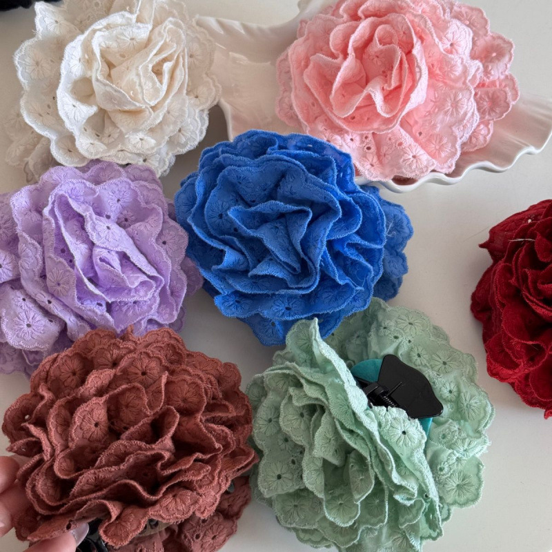 甜美蕾丝花边花朵盘发抓夹中号温柔花朵半扎后脑勺盘发新款发饰|undefined