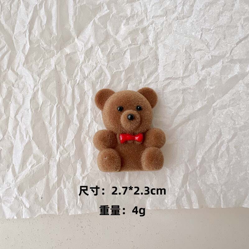 可爱百搭卡通毛绒植绒小熊diy亚克力配件耳饰发夹手机壳材料批发|undefined
