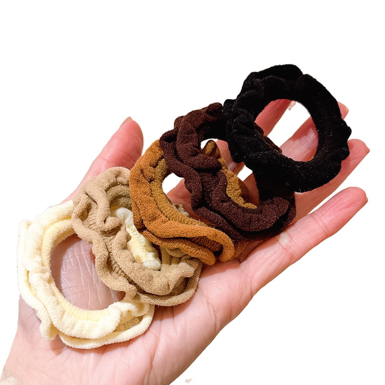 Simple todo partido oreja de madera banda de pelo cabeza de bola banda de goma de las mujeres de alta elástico durable cuerda de pelo accesorios para el cabello