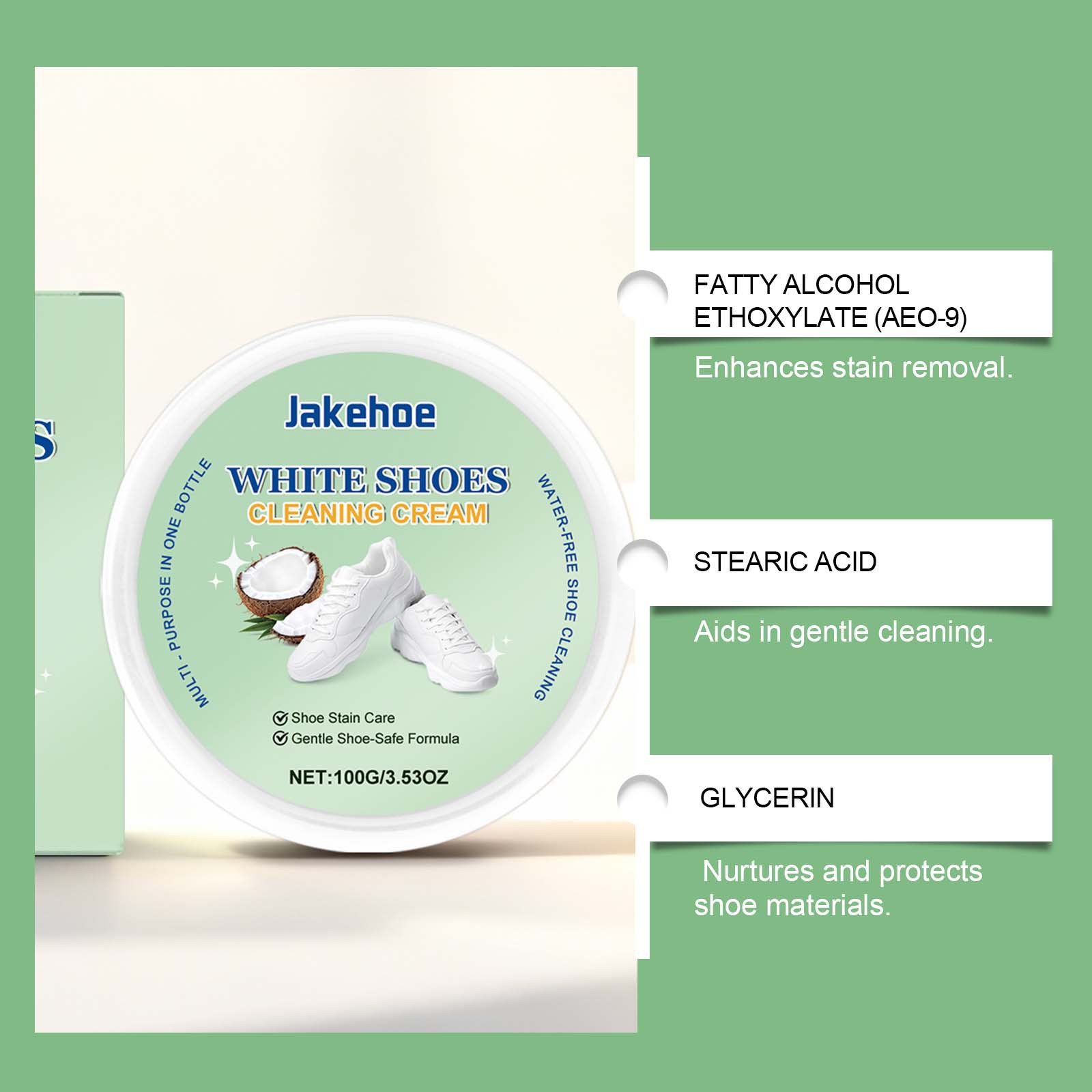 JAKEHOE limpiador de zapatos blancos, multifuncional sin lavado, suave para eliminar manchas amarillas, limpio y brillante para los zapatos.