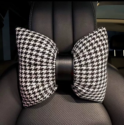 Paper Crane Car Cotton Five-seat: Other Automotive Interior Supplies - houndstooth-leather-ring-headrest-black