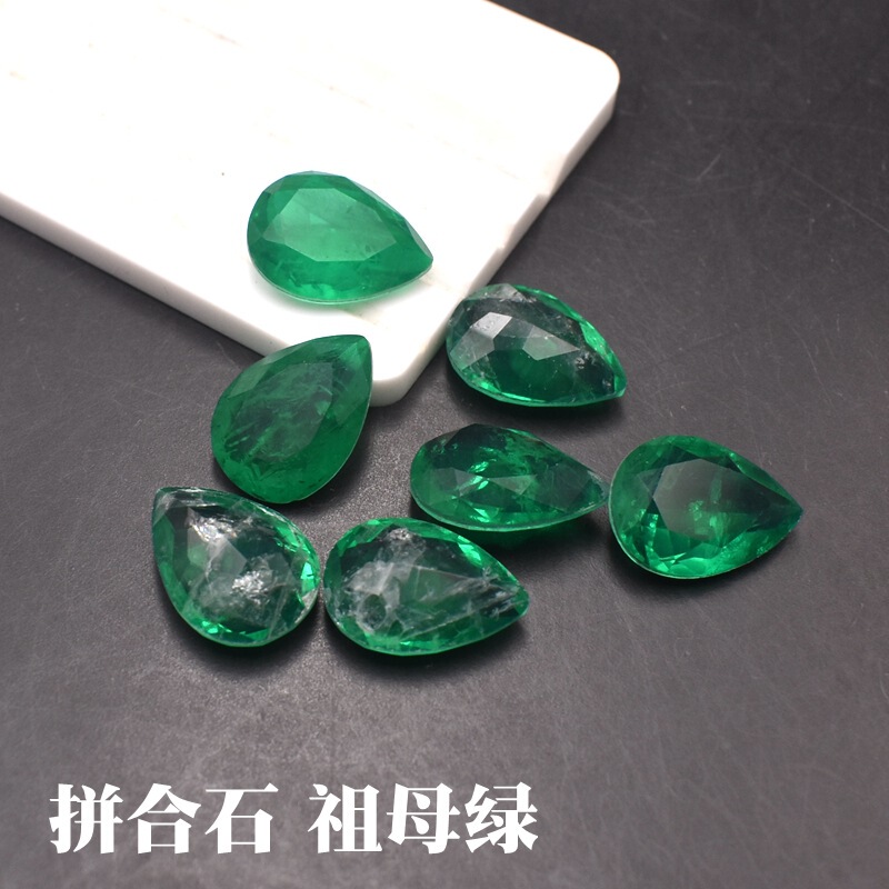 綿の暗い裂水の形のナシの形の祖母の緑の戒面の宝石の宝石のアクセサリーと石の部品のDIYは宝石の裸の石をつなぎ合わせます。|undefined