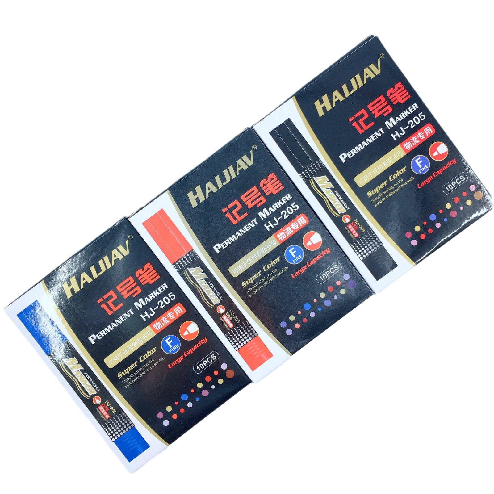 HJ-205 marcador de gran capacidad de secado rápido Negro Azul Rojo aceitoso pluma gruesa pluma de agua que no se desvanece pluma logística