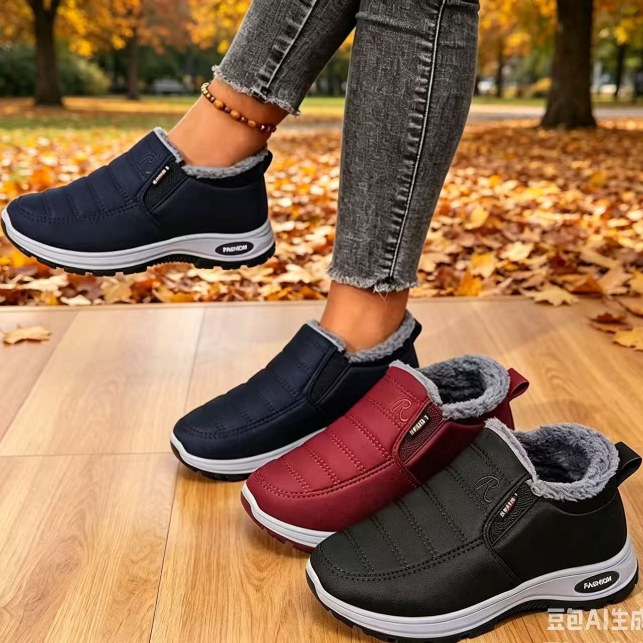 Snow boots for men and women, the same style as traditional Beijing cloth shoes, with added fleece for warmth, short casual cotton boots, thickened and fleece-lined
