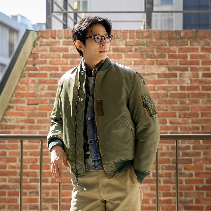 Winter World War Ii Vintage American Retro Ma1 Pilot Jacket American Khaki Cotton Work Jacket for Men and Women