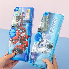 2024年新款小學生多功能文具盒帶機關男孩大容量鉛筆盒跨境外貿