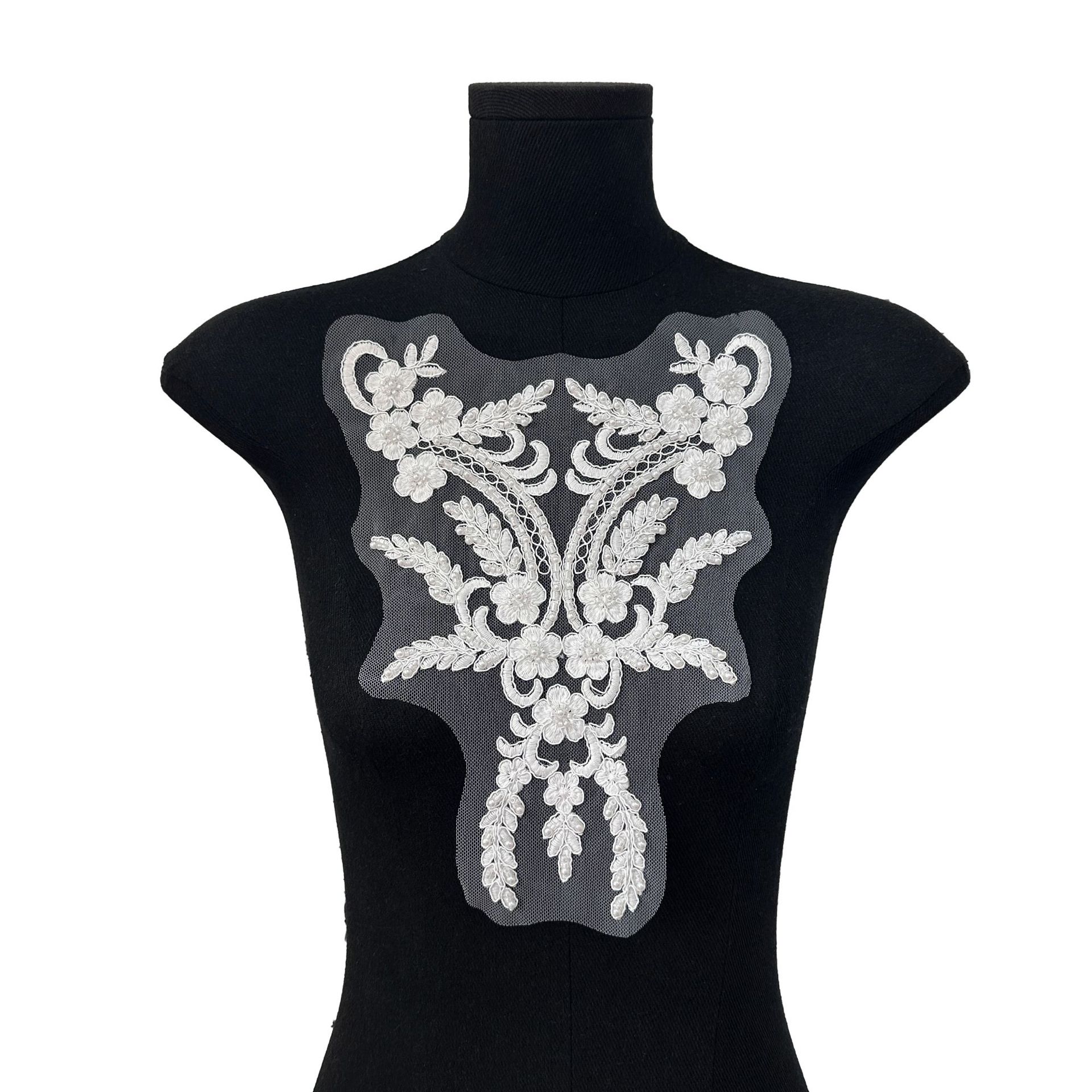 Blanco estereoscópio bordado pegado tela de red red de vid ropa vestido vestido decoración guangzhou accesorios image 6