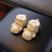 婴儿棉鞋秋冬加绒卡通小象加厚雪地靴软底防掉学步鞋宝宝外穿防滑