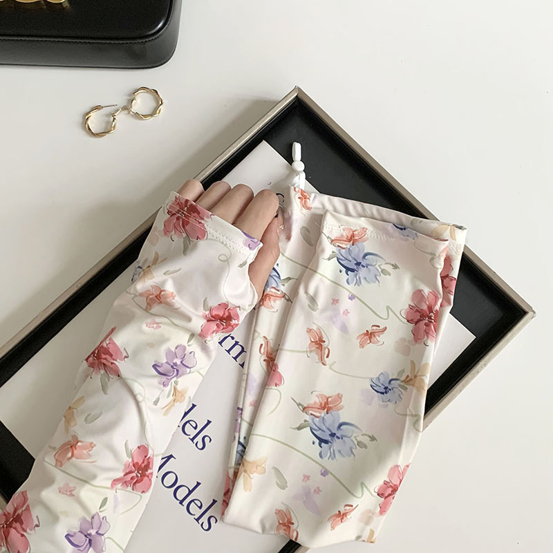 Protector solar manga de hielo manga de seda de hielo nuevo estilo nacional protección UV flor cordón manga de hielo protector de brazo transpirable suelto