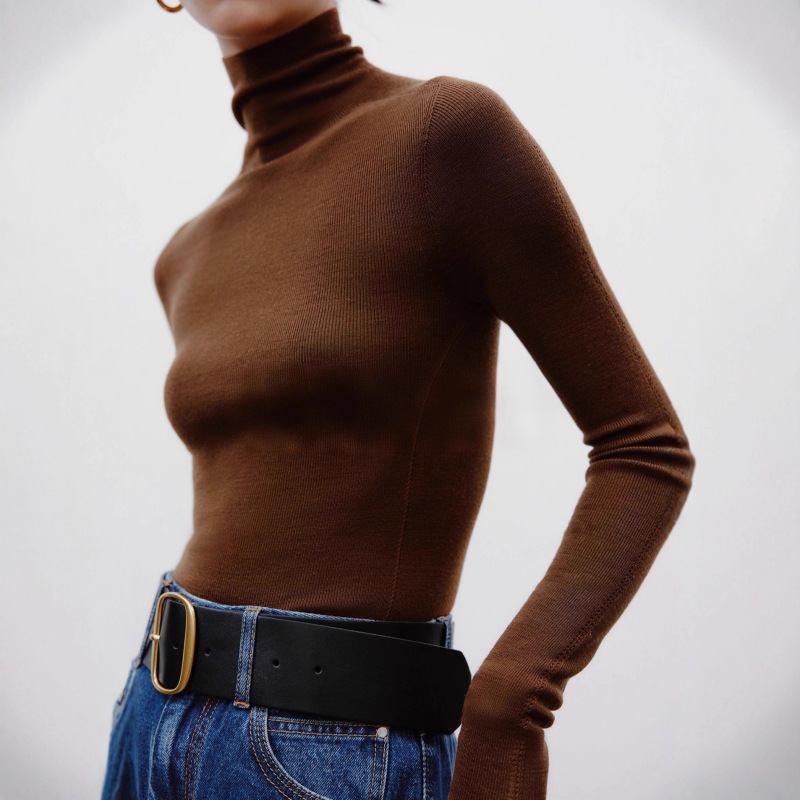Autumn and Winter French Style Pile Collar Turtleneck Sweater for Women, Stylish Inner Layering Sweater, High-End Top Autumn and Winter French Style Pile Collar Turtleneck Sweater for Women, Stylish Inner Layering Sweater, High-End Top