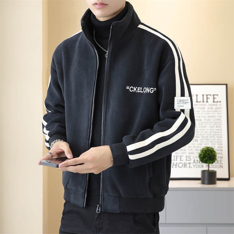 Men's Fleece Jacket for Autumn and Winter, Thickened and Warm, Trendy Brand, Double-Sided Fleece, New Style Men's Fleece Jacket for Autumn and Winter, Thickened and Warm, Trendy Brand, Double-Sided Fleece, New Style