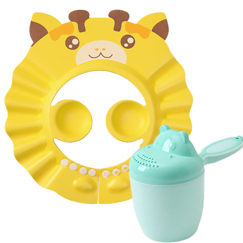 만화-바위 노란색 (귀 보호) + 샴푸 컵