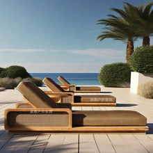 户外柚木沙发防水防晒别墅庭院花园酒店北欧露台防腐实木沙发茶几