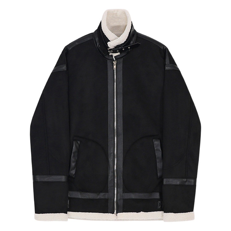 MYQ abrigo de algodón acolchado abrigo de los hombres de estilo coreano invierno gamuza de algodón acolchado abrigo de moda suelta piel gruesa de una sola pieza abrigo de lana de cordero