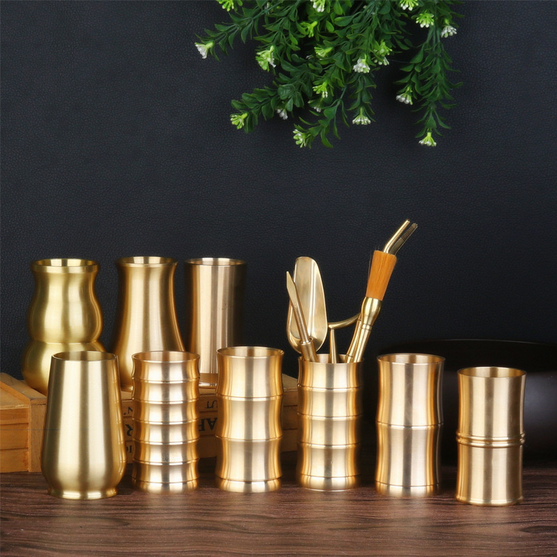 Brass Gongfu Tea Set Wholesale Tea Brewing Tools Tea Tongs Tea Knife Tea Scoop Teapot Brush Tea Ceremony Six Gentlemen