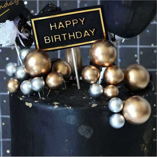 Cake decoration golden balls silver balls plug birthday cake dessert table display piece baking gold silver color ball decoration